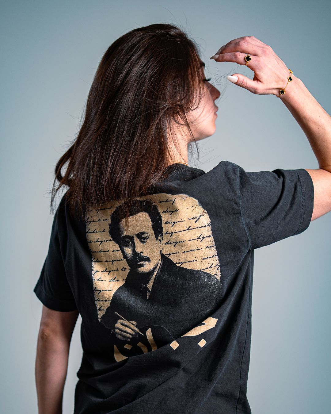 Gibran tee with a portrait of Khalil Gibran on the back