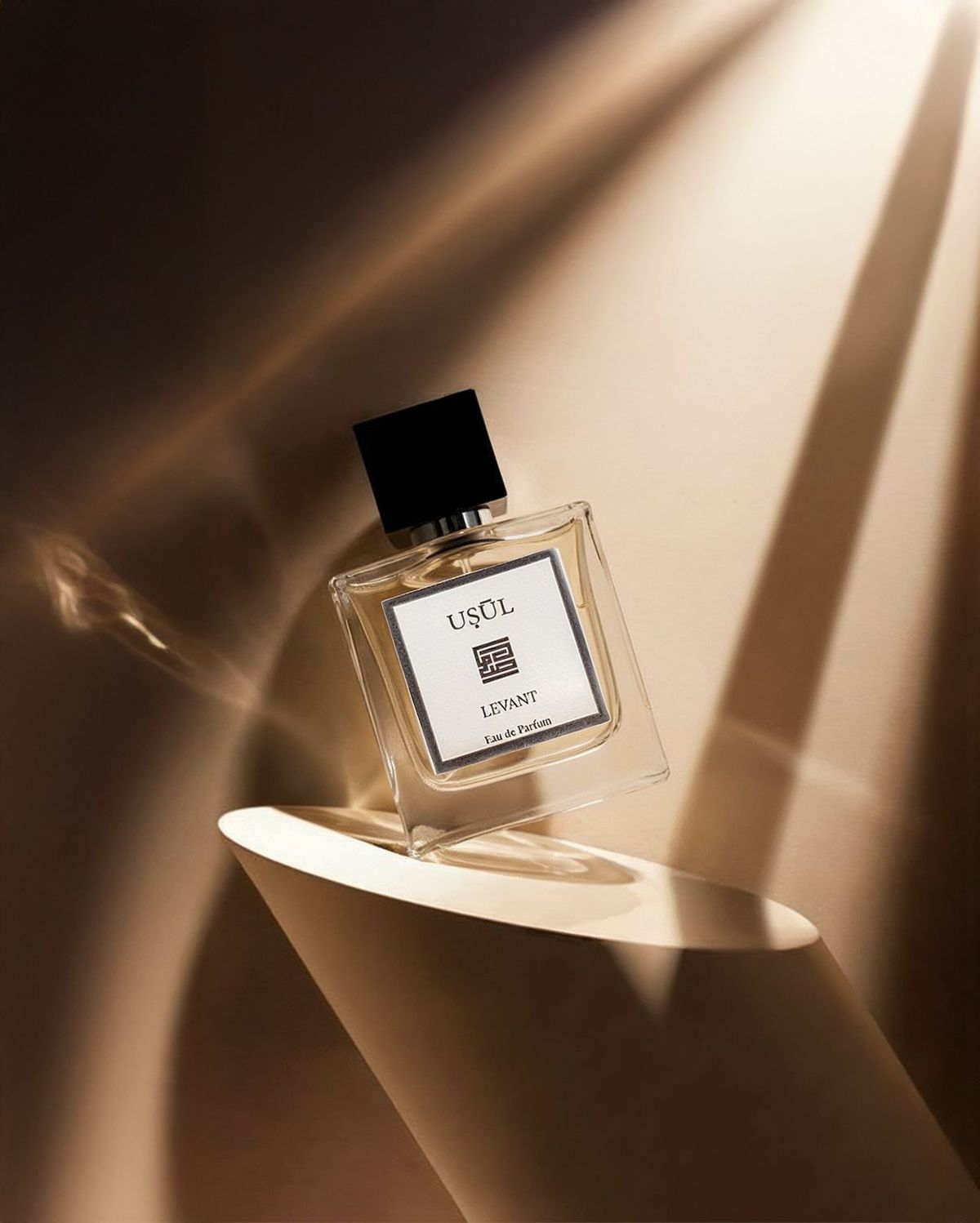 Levant eau de parfum bottle in warm light
